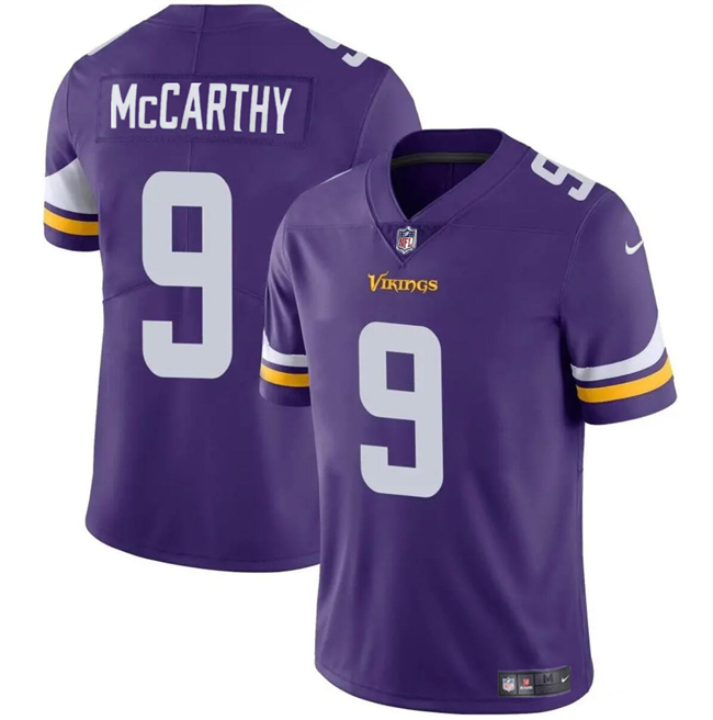 Men's Minnesota Vikings #9 J.J. McCarthy Purple 2024 Draft Vapor Untouchable Limited Football Stitched Jersey - Click Image to Close